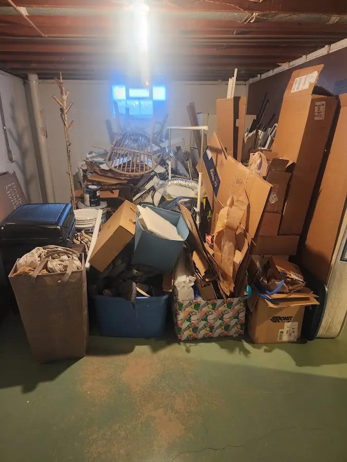 Roll-off dumpster container at job site for Cleanout Dumpster Rental in Milan